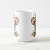 愛らしい笑顔の小さな女性のカーボーイ コーヒーマグカップ (中央)