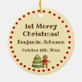 愛らしい第1回メリークリスマスクッキー セラミックオーナメント (裏面)