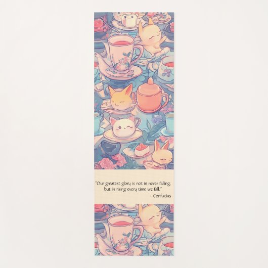 愛らしい紅茶パーティードードル ヨガマット (正面)