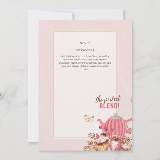 愛らしい紅茶パーティーベビーシャワー招待状 招待状 (裏面)