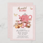 愛らしい紅茶パーティーベビーシャワー招待状 招待状 (正面/裏面)