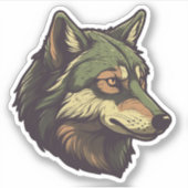 愛らしい素晴らしオオカミ野獣頭 シール (正面)