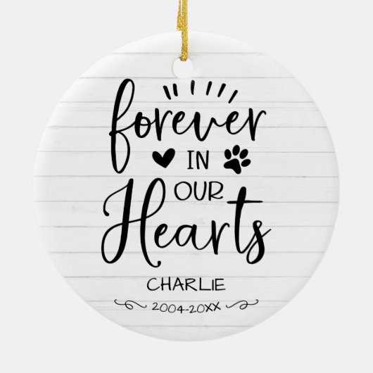 愛らしい素朴ファームハウスペット記念セラミックホーン セラミックオーナメント (裏面)