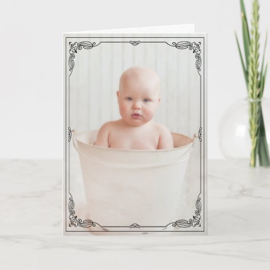 愛らしい素朴ベビーおめでとう カード (正面)