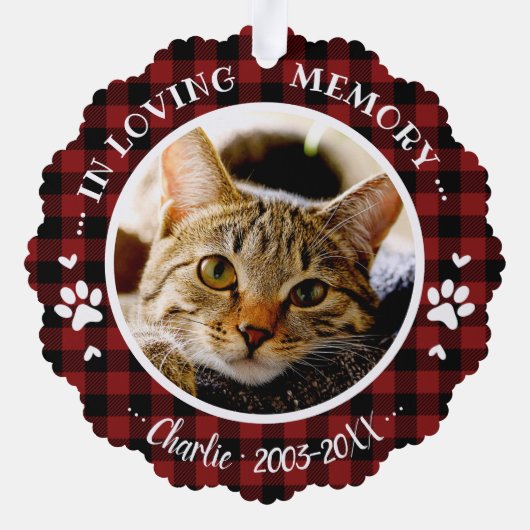 愛らしい素朴猫ペット記念カスタム写真 オーナメントカード (裏面)