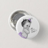 愛らしい紫その女の子ボタン 缶バッジ (正面&裏面)