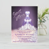 愛らしい紫のドレス魅力的の輝きグラデーション 招待状 (スタンド正面)