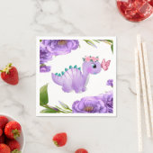 愛らしい紫色の恐竜フローラ赤ちゃんシャワーナプキン スタンダードカクテルナプキン (インサイチュ)