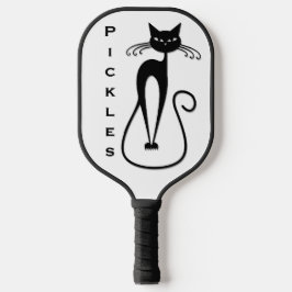 愛らしい細身の黒猫パーソナル ピックルボールラケット
