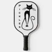 愛らしい細身の黒猫パーソナル ピックルボールラケット (裏面)