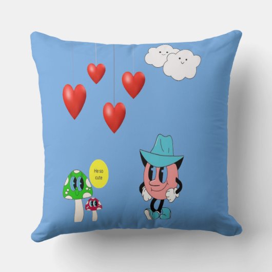 「愛らしい絵文字・キノコ漫画枕」 クッション (裏面)