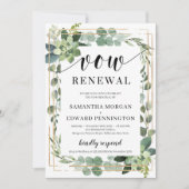 愛らしい緑の多肉性フローラの誓いの更新 招待状 (正面)