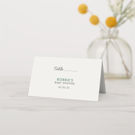 愛らしい緑の恐竜の卵をテーマにしたベビーイベント プレイスカード (裏面)