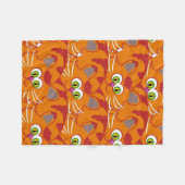 愛らしい緑の目をしたオレンジ色の猫 フリースブランケット (正面(横))