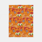 愛らしい緑の目をしたオレンジ色の猫 フリースブランケット (正面)