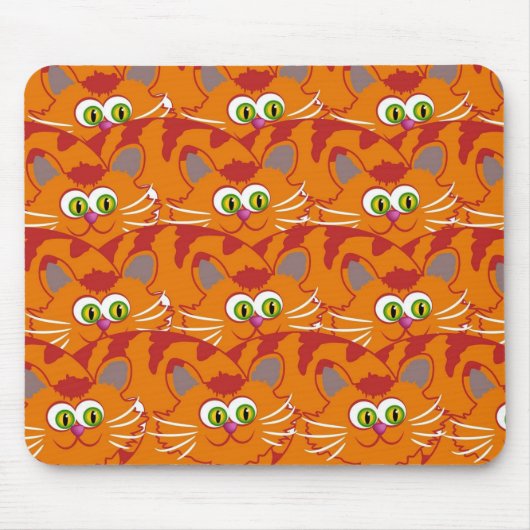 愛らしい緑の目をしたオレンジ色の猫 マウスパッド (正面)