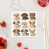 愛らしい編みぐるみ子犬 スタンダードカクテルナプキン (インサイチュ)