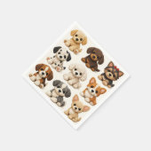 愛らしい編みぐるみ子犬 スタンダードカクテルナプキン (角)