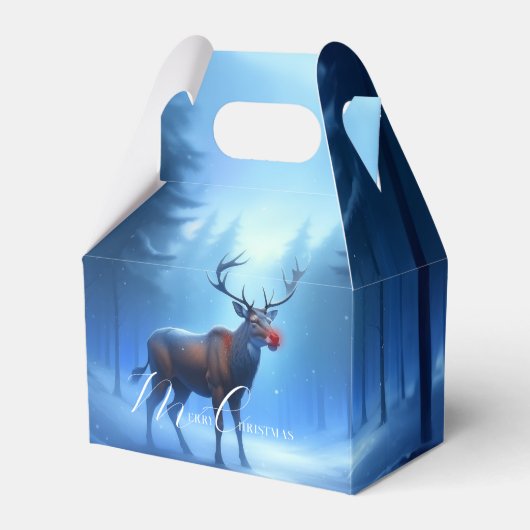 愛らしい編集可能な冬のワンダーランドクリスマス フェイバーボックス (正面サイド)
