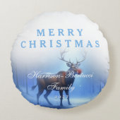 愛らしい編集可能な冬のワンダーランドクリスマス ラウンドクッション (正面)