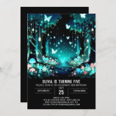 愛らしい編集可能ウッドランドデジタル誕生日 招待状 (正面/裏面)