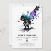 愛らしい編集可能忍者ボーイデジタル誕生日 招待状 (正面)