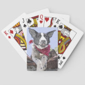 愛らしい縁どコリーヒーラーミックスドッグスケッチアート トランプ (裏面)