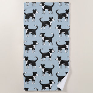 愛らしい縁どコリー羊の犬のパターン ビーチタオル