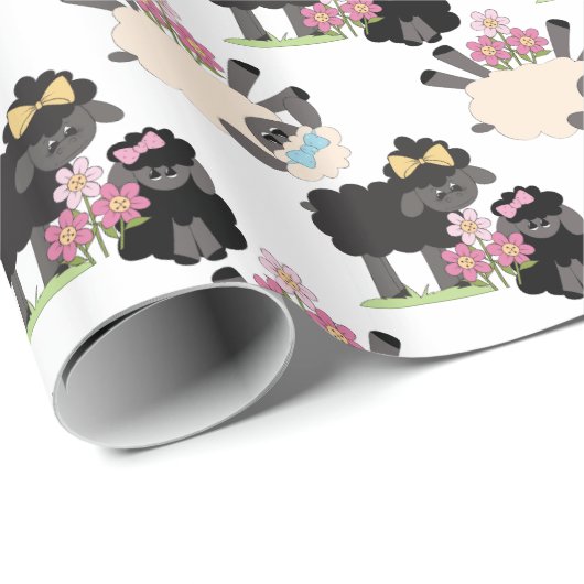 愛らしい羊と羊 ラッピングペーパー (ロールコーナー)