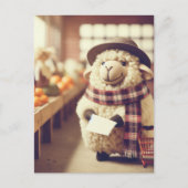 愛らしい羊のショッピング ポストカード (正面)