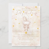 愛らしい羊のピンクの雲の塵の星ベビーシャワー 招待状 (正面)