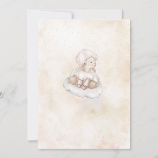 愛らしい羊のピンクの雲の塵の星ベビーシャワー 招待状 (裏面)