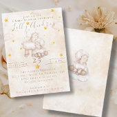 愛らしい羊のピンクの雲の塵の星ベビーシャワー 招待状