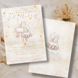 愛らしい羊のピンクの雲の塵の星ベビーシャワー 招待状