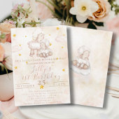 愛らしい羊のピンクの雲の塵の星1st誕生日 招待状