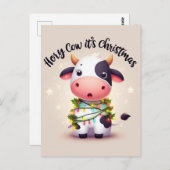 愛らしい聖なる牛のクリスマス ポストカード (正面/裏面)