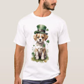 愛らしい聖パトリックの日の子犬 Tシャツ (正面)