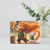 愛らしい聖パトリックス日生姜キャットとマウス ポストカード (スタンド正面)