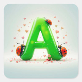愛らしい自然のモノグラムデザインのAの文字の子供向けギフト スクエアシール