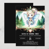 愛らしい自然フェアリー誕生日 招待状 (正面/裏面)