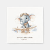 愛らしい至福に飛ぶ：象の水彩ベビー スタンダードカクテルナプキン (正面)