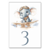 愛らしい至福に飛ぶ：象の水彩ベビー テーブルナンバー (裏面)