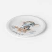 愛らしい至福に飛ぶ：象の水彩ベビー ペーパープレート (アングル)