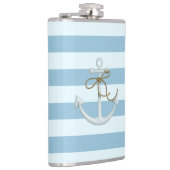 愛らしい航海のいかりオンライトブルーストライプ フラスク (右)