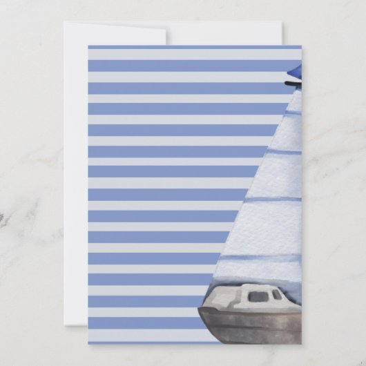 愛らしい航海のブルーボートテディベア誕生日 招待状 (裏面)