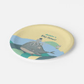 愛らしい航海のホエールイカ黄色の赤ちゃんシャワー ペーパープレート (アングル)