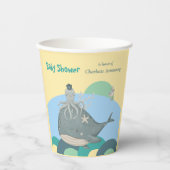 愛らしい航海のホエールイカ黄色の赤ちゃんシャワー 紙コップ (正面)