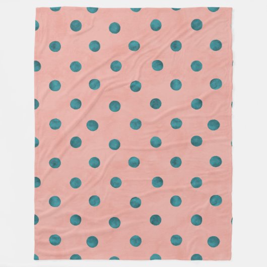 愛らしい色lピンクとブルーの水玉模様 フリースブランケット (正面)