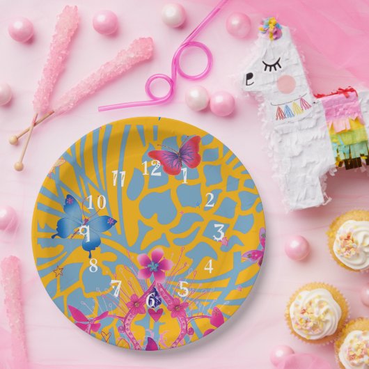 愛らしい花と蝶のパターン ペーパープレート (パーティー)