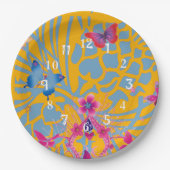 愛らしい花と蝶のパターン ペーパープレート (正面)